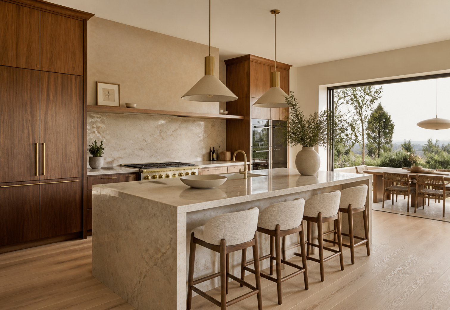 Warm completed kitchen renovation interior